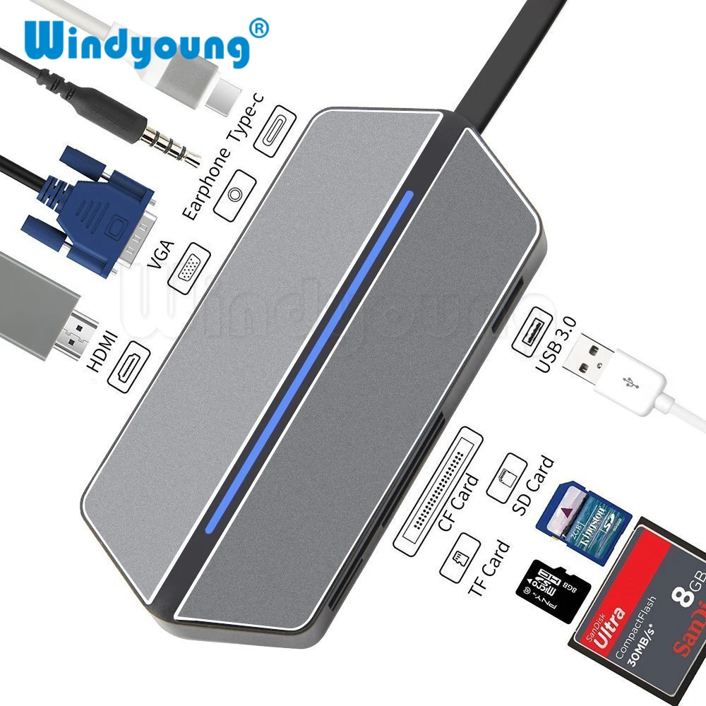 Адаптер USB C Thunderbolt для ноутбука Macbook 3 0 дюйма Type C|USB-хабы| |