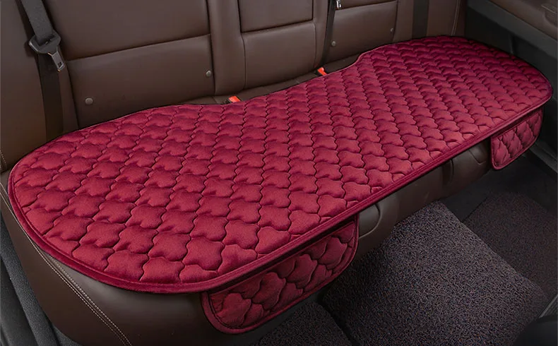 red rear 1 piece Чехол для автомобильного сиденья универсальный Передний Задний теплый бархат Cutton Подушка Нескользящая моющаяся плюшевая протектор сиденья автомобилей - Название цвета: red rear 1 piece