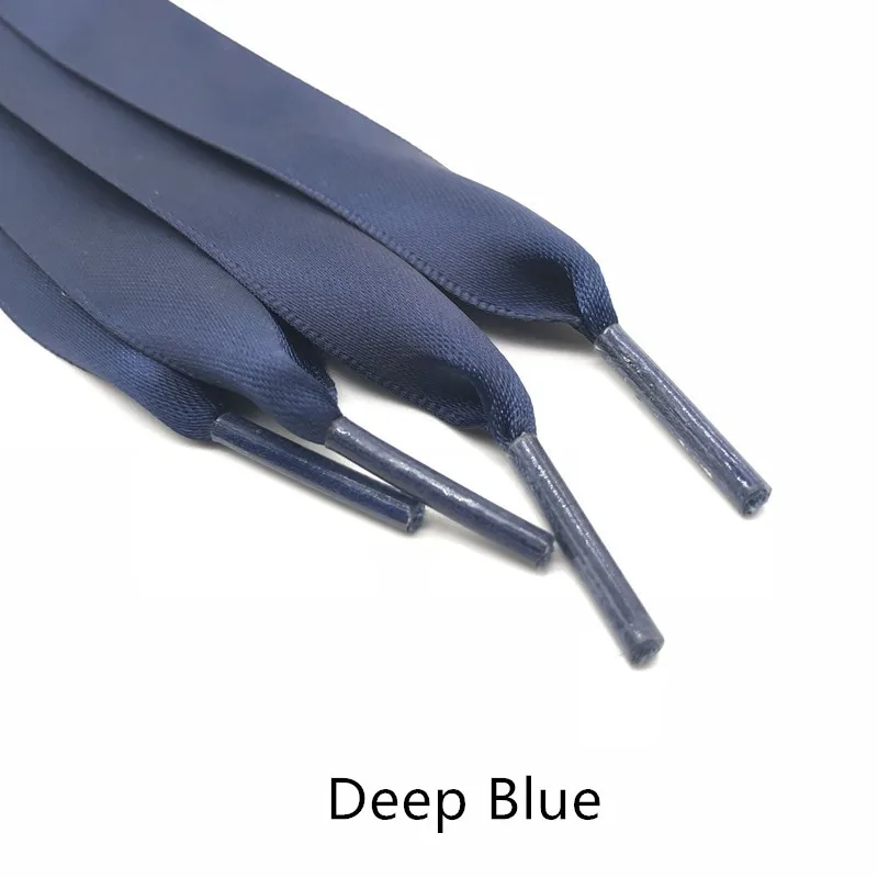 Deep Blue Новинка, 1 пара, 2 см, ширина, атласная шелковая лента, шнурки, 110 см, длина, кроссовки, спортивная обувь, кружева, для взрослых, детские шнурки, цветные - Цвет: Deep Blue