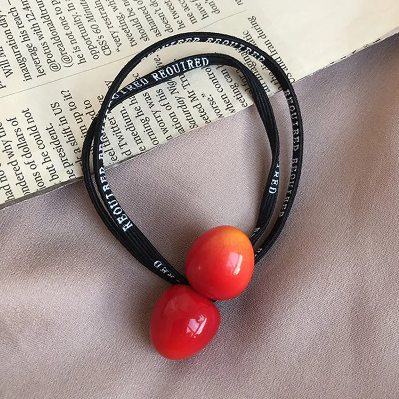 1 шт.! Модные милые женские аксессуары для волос красная вишня эластичная резинка