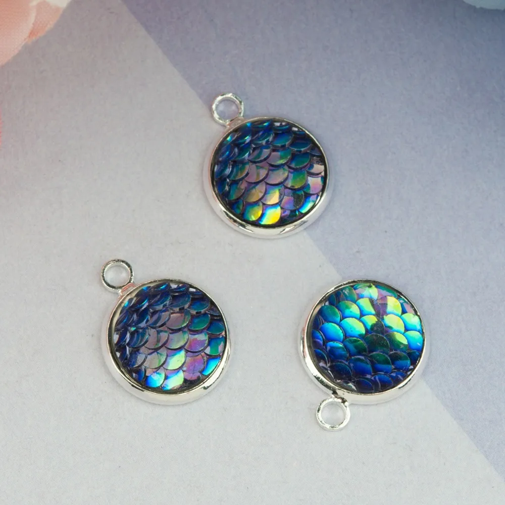 DoreenBeads медные и Русалочка из смолы рыбы/Dragon Scale круглые подвески цвета фуксии АБ