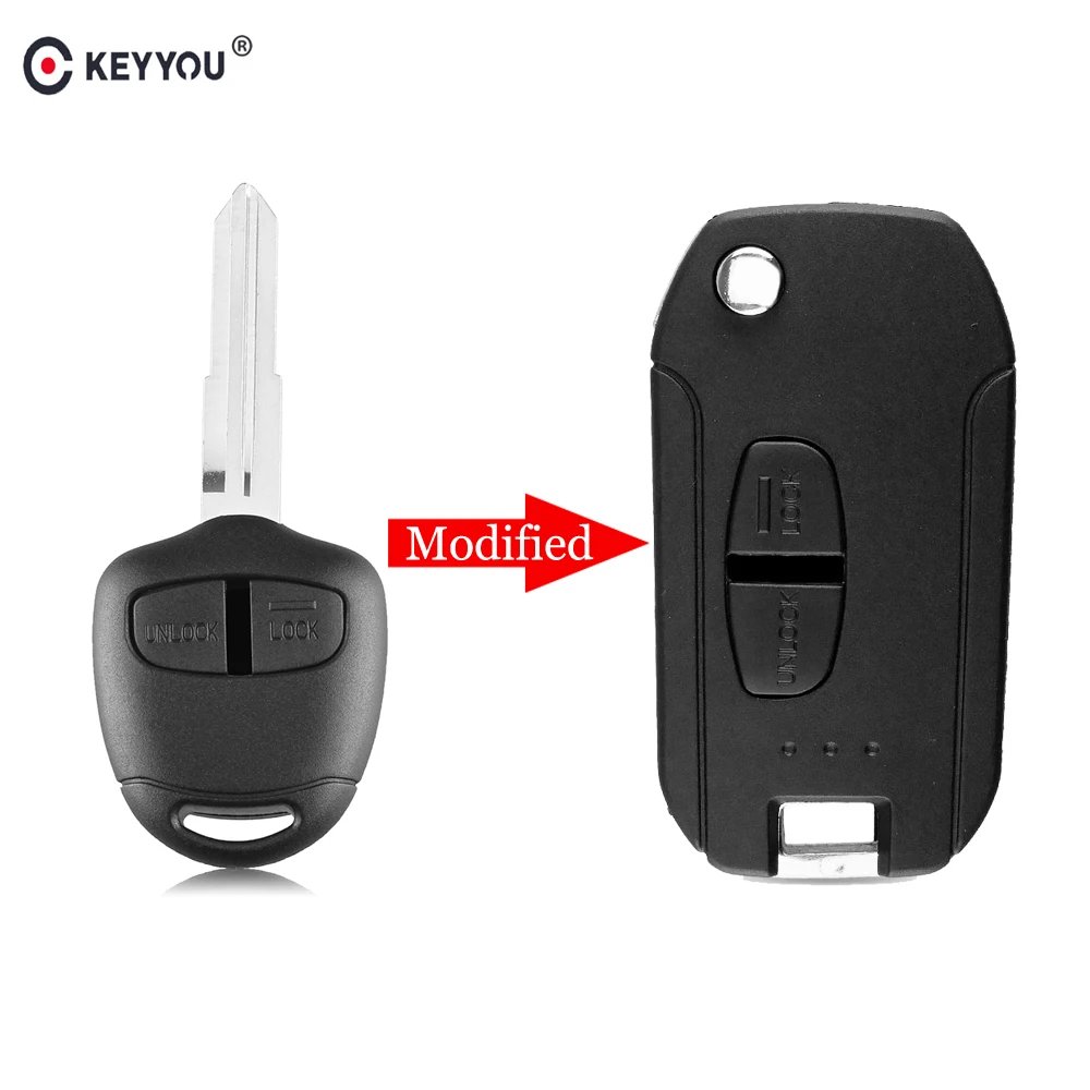 KEYYOU New 3 Buttons Modified Car Key Case Shell Cover For Mitsubishi Pajero Outlander Remote Blank Replacement | Автомобили и