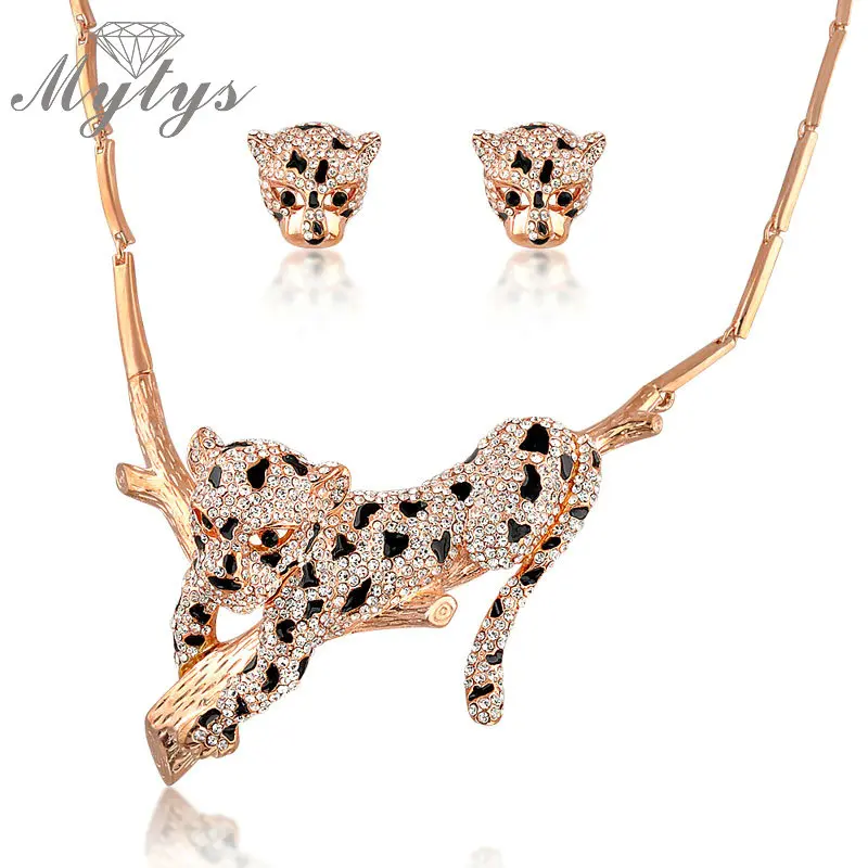 Mytys животное Леопард Ювелирные наборы для женщин Новая мода Циркон Кристалл