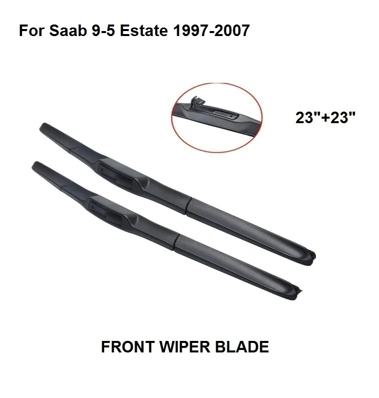 

Wiper Blades For Saab 9-5 Estate 1997-2007 23"+23" Natural Rubber Clean Front Windshield