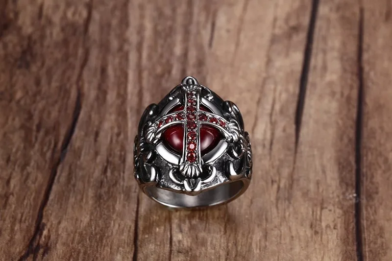 Мужские Винтажные кольца с фианитами из нержавеющей стали 7 12 размеров|cross ring|the