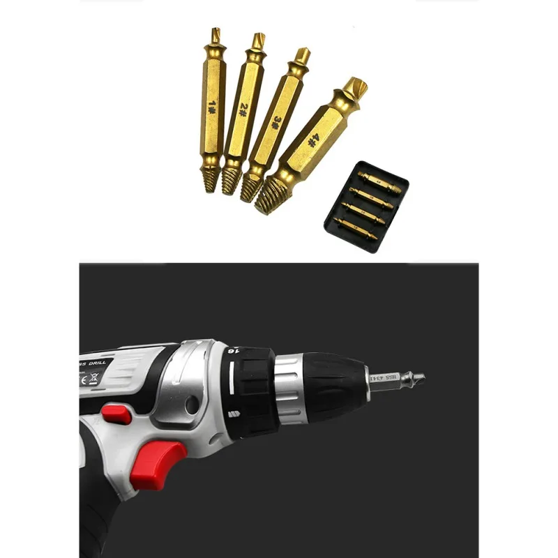 4Pcs/set Damage Screw Bolt Remover Double-head Broken Wire Extractor Car Tool S2 Titanium Plated | Автомобили и мотоциклы