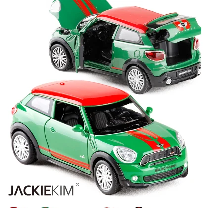Новинка, 1:32, литая под давлением металлическая модель автомобиля для MINI Coopers Countryman, Коллекционная модель с вытягивающимся назад автомобилем, игрушка для детей, подарки - Цвет: Green