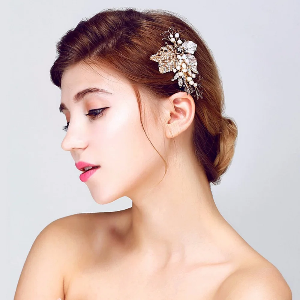 YAZILING Bride Hair Comb Crystal Rhinestone Flower Faux Pearl Wedding Bridal Hairpin | Украшения и аксессуары