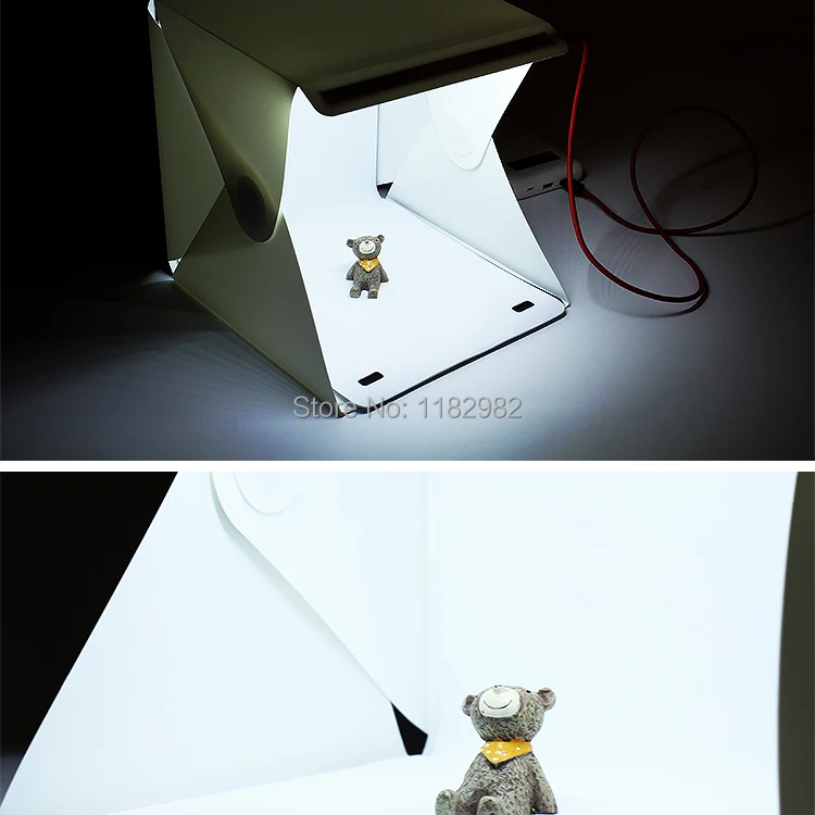 Mini Folding Studio Diffuse Soft Box With LED Light Black White Background Photo Accessories | Электроника