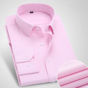 Мужская формальная рубашка, классический дизайн, с длинным рукавом, нежелезная, однотонная, большого размера, S-8XL
