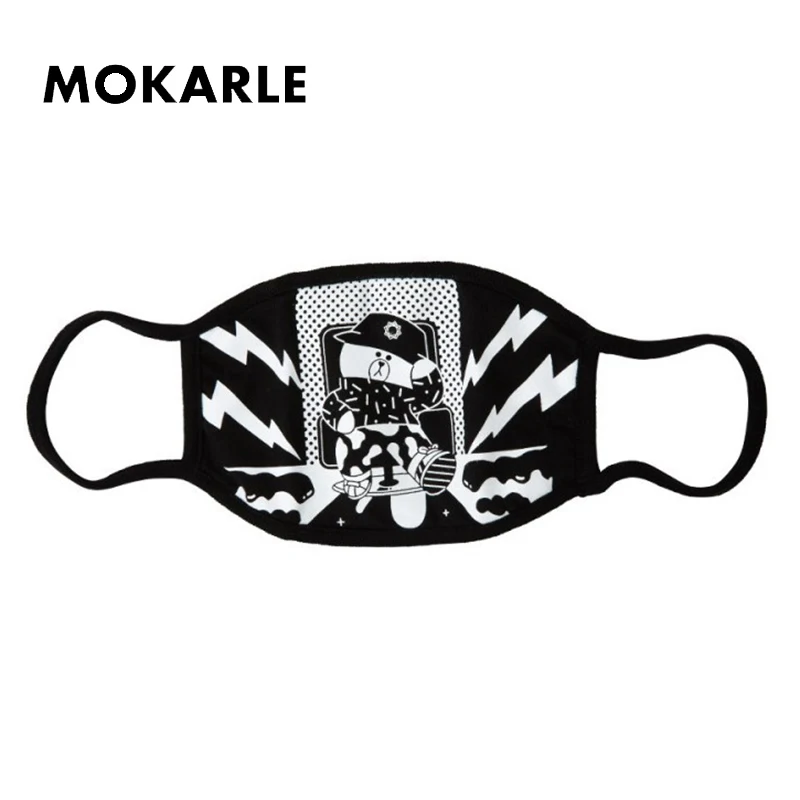 Новинка, Kpop маска на рот, модная черная противопылевая маска, унисекс, дыхательная маска, Мультяшные персональные маски для рта, крутые маски