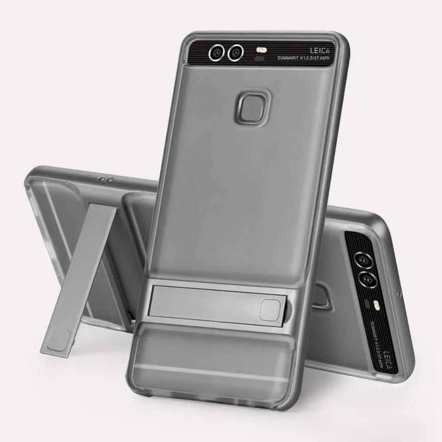 Абсолютно гибридный 3D чехол-подставка для huawei P9, силиконовый чехол, TPU+ PC Royce 360, полная защитная задняя крышка huawei P9, чехол, броня - Цвет: Crystal Gray