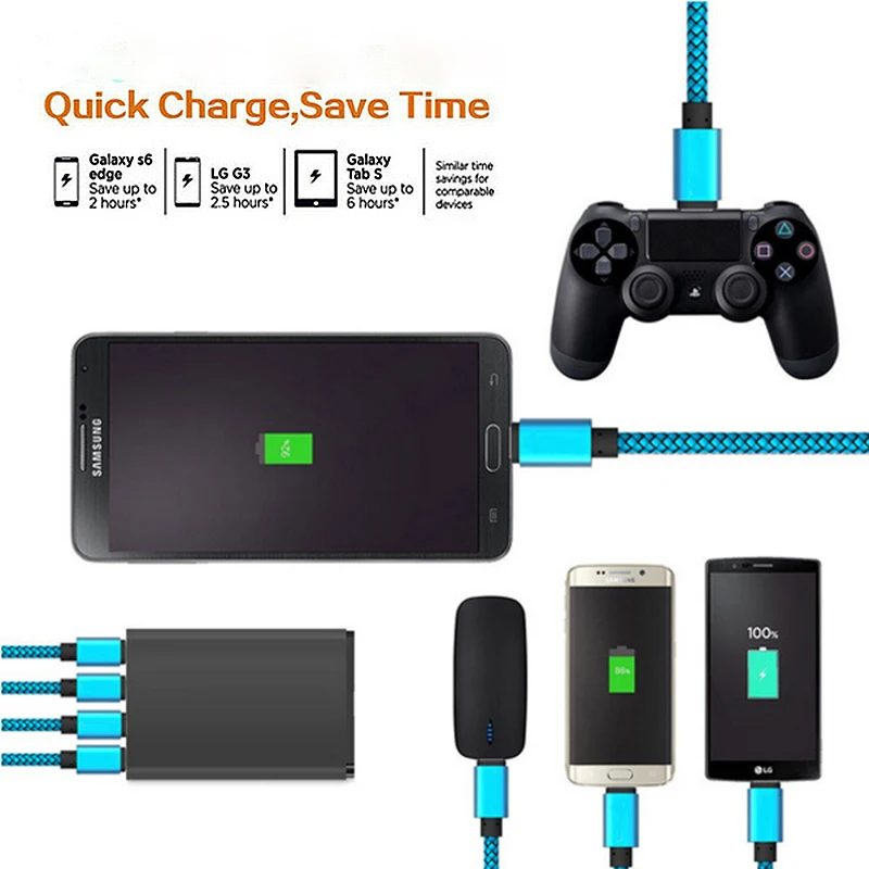 Новый прочный нейлоновый кабель Micro USB в оплетке для Samsung Xiaom Huawei передачи данных