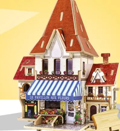 3D пазл дом Строительные Деревянные игрушки для детей коттеджи деревянная