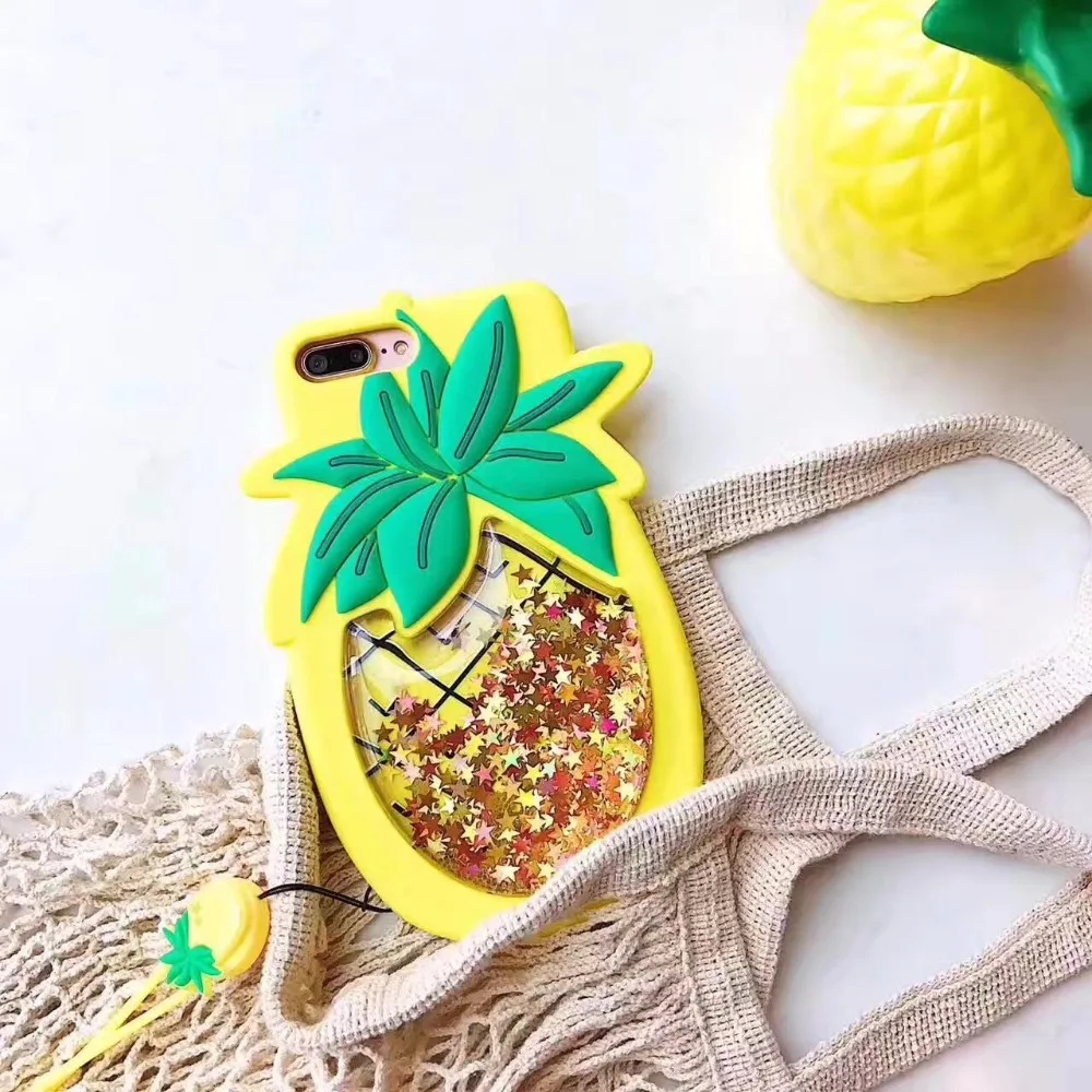 Милый силиконовый чехол с зыбучим песком и ананасом для iPhone 7 задняя крышка