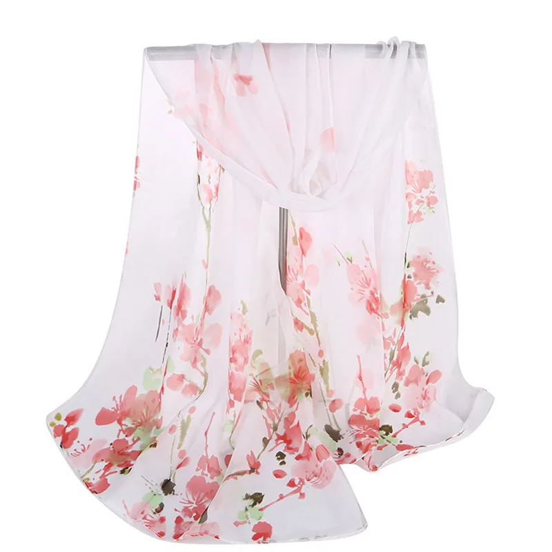 

Women's Scarf Spring and Summer New Arrival 2018 Small Flowers Chiffon Silk Scarf Long Section Printed Scarves for Ladies Shawl