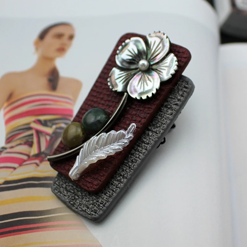 Женская Винтажная брошь ручной работы элегантная перламутровая в форме цветка