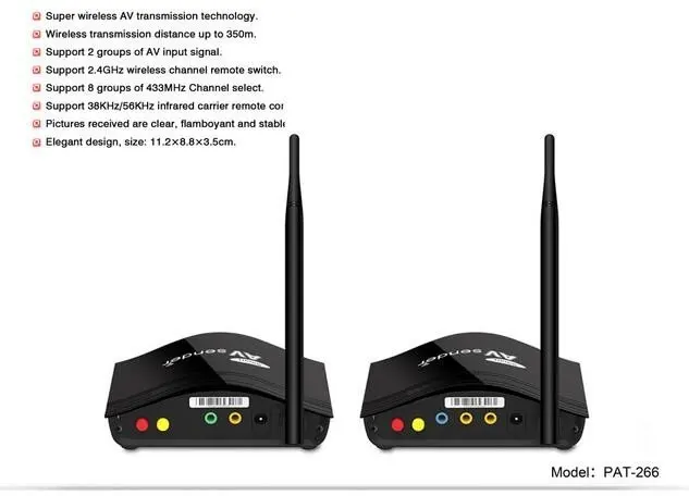 HBUDS 2,4 GHz 350 m беспроводной аудио-видео приемник Смарт аудио видео передатчик приемник с ИК-пультом PAT-266 черный