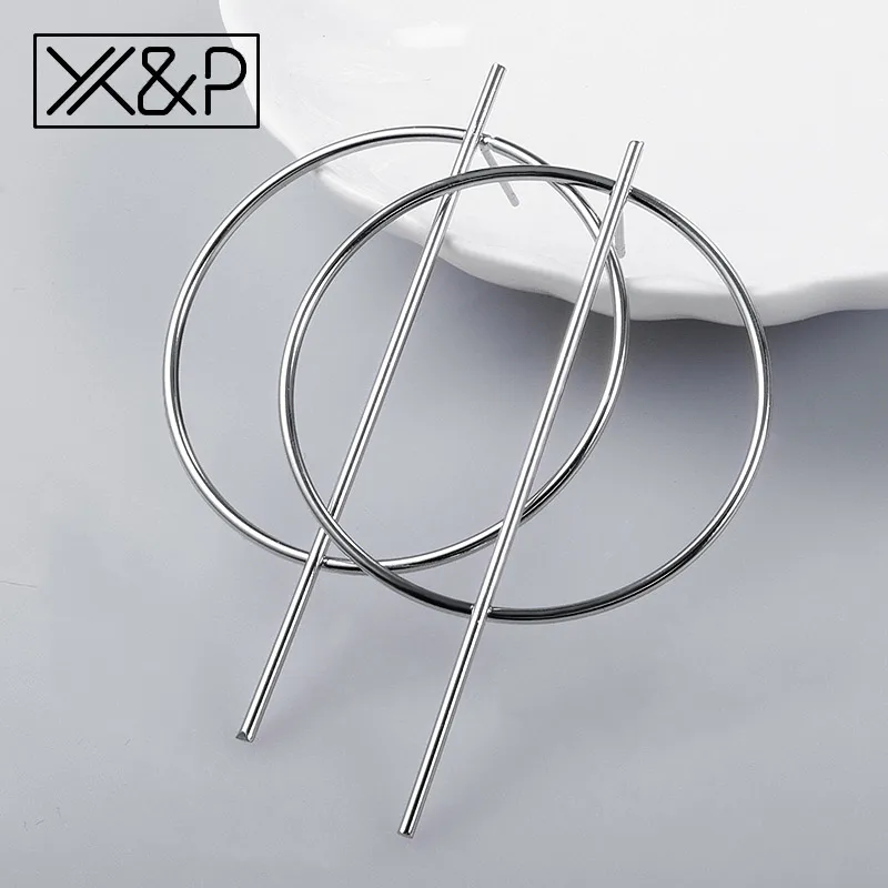 Silver X& P простые золотые круглые висячие серьги с блестками для женщин, модные геометрические ювелирные изделия, большие длинные металлические висячие серьги с кисточками - Окраска металла: Silver