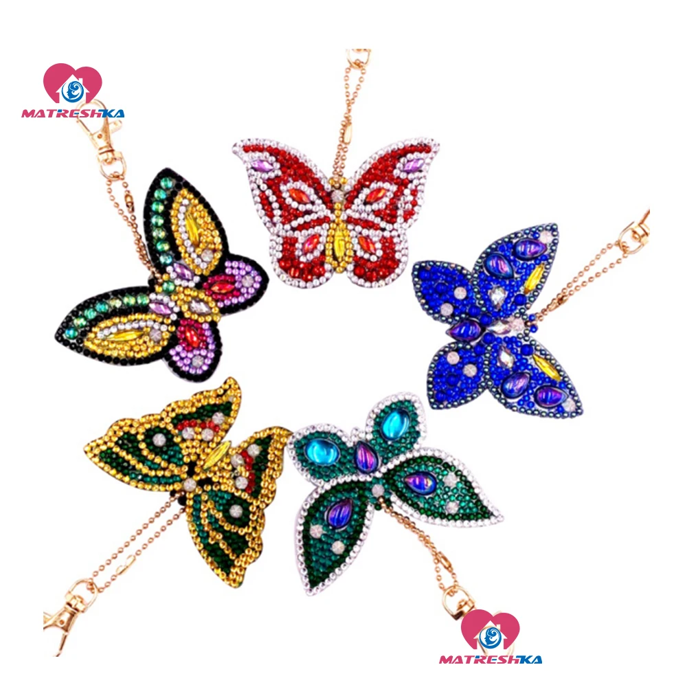 DIY Кристальный узор Алмазная вышивка 5D алмазная картина брелки круглые бабочки