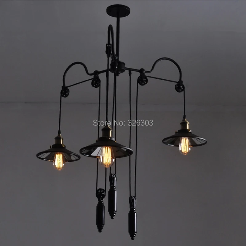 chandelier personalized promotional creative art retro big living room lights restaurant trigeminal lift industrial | Освещение