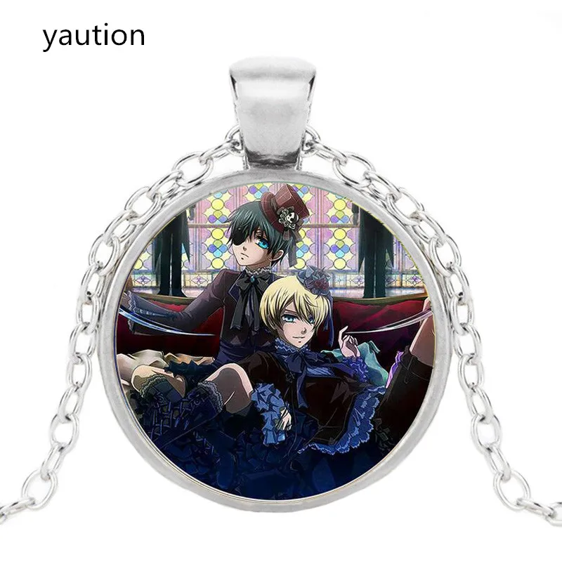 Черный Дворецкий стеклянный кабошон для кулона ожерелье Kuroshitsuji Ciel Phantomhive Sebastian