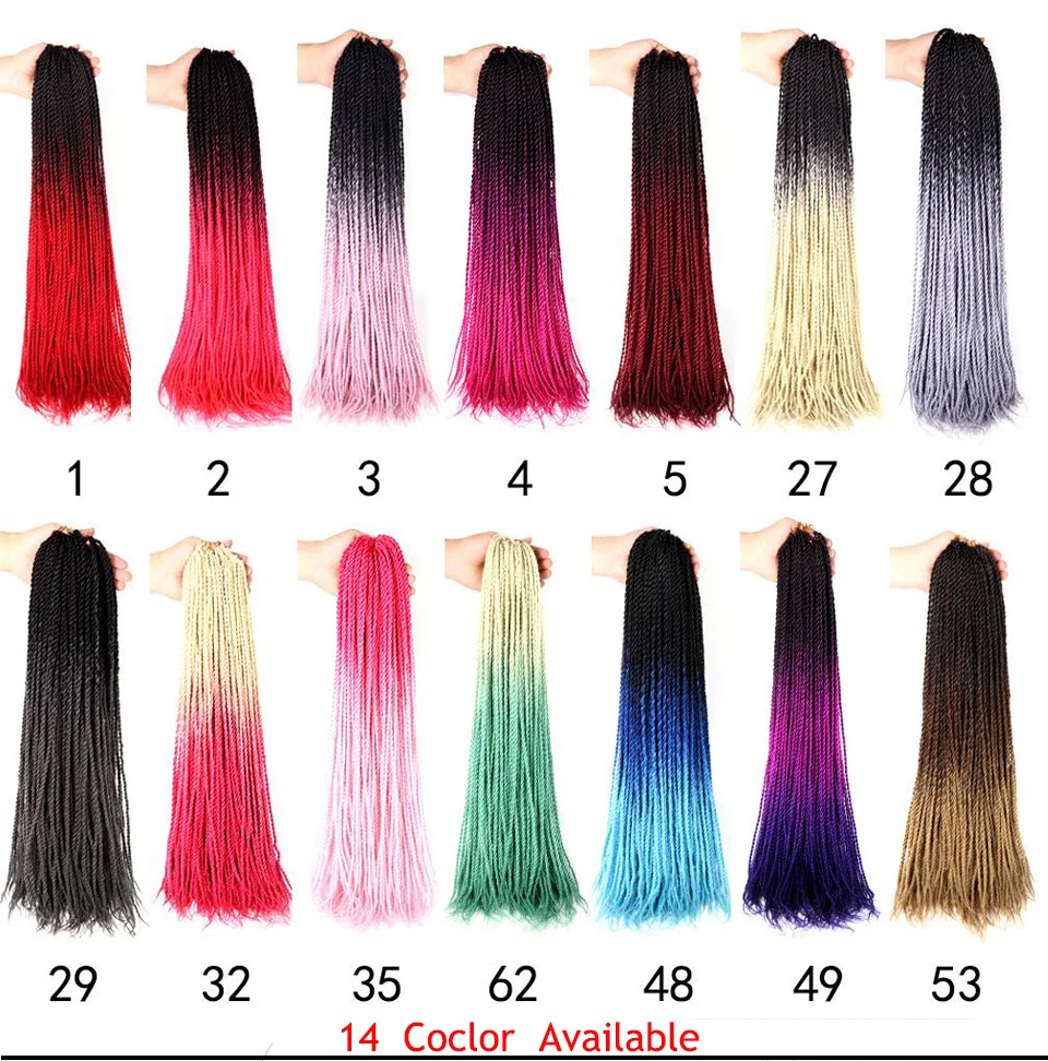 SAMBRAID Senegalese Twist Crochet Hair 24 inch 30 Roots/Pack Crotchet Braids Synthetic Hair Ombre Braiding Hair Extensions