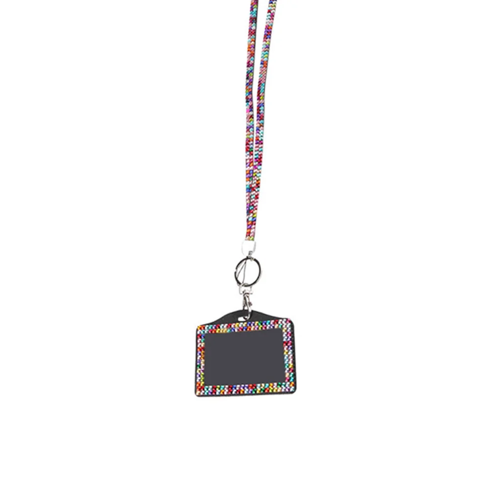 Rhinestone ремешок практичный портативный Id карты для фото шеи ремень значок
