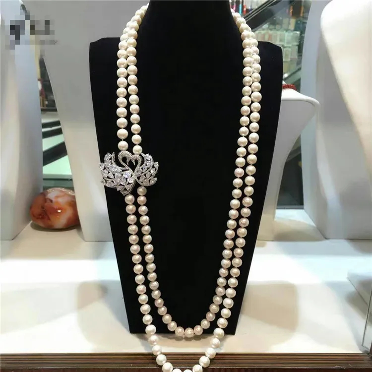Ожерелье с натуральным жемчугом 8 9 мм 30 дюймов|pearls necklace jewelry|necklace jewelryfashion jewelry |