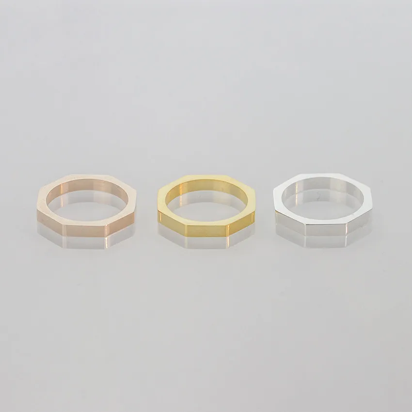 Кольца с гранеными гайками для женщин и мужчин ювелирные изделия из нержавеющей