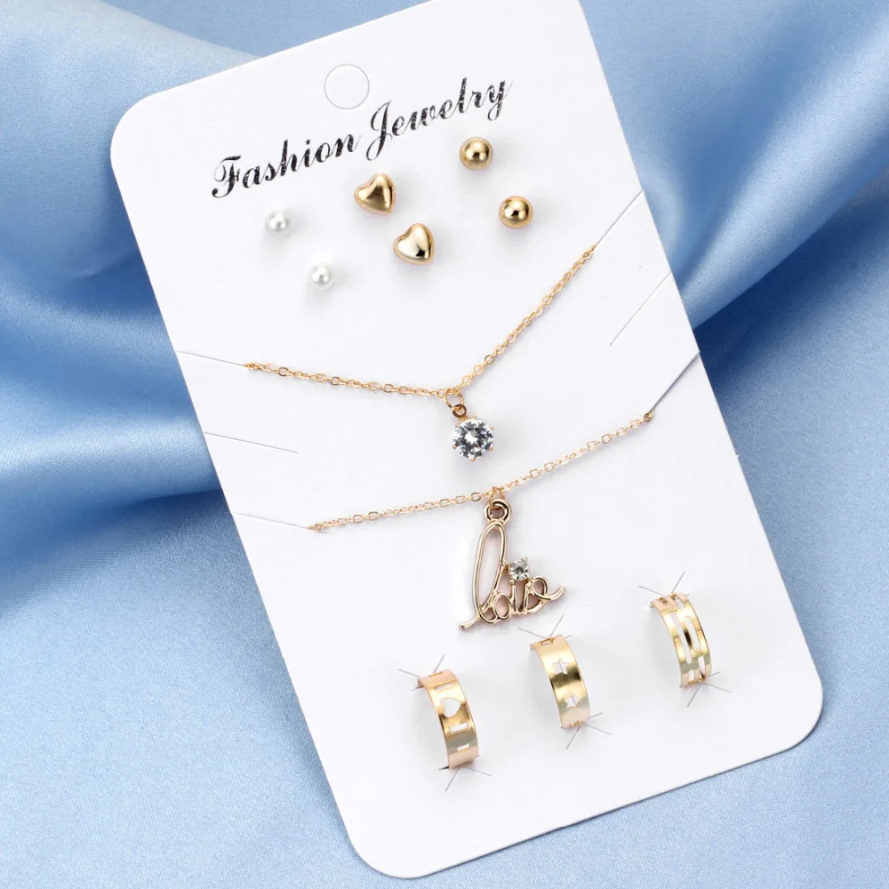 Модные свадебные золотые ювелирные наборы австрийский прозрачный кристалл