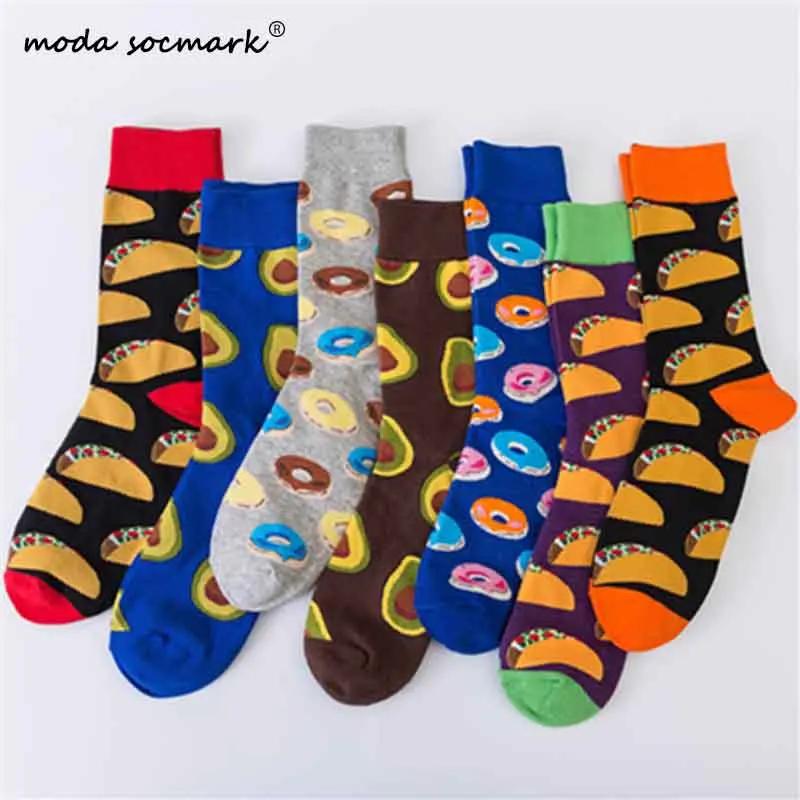 Moda Socmark новые хлопковые счастливые мужские носки/Женские повседневные дизайнерские брендовые забавные носки в британском стиле Harajuku