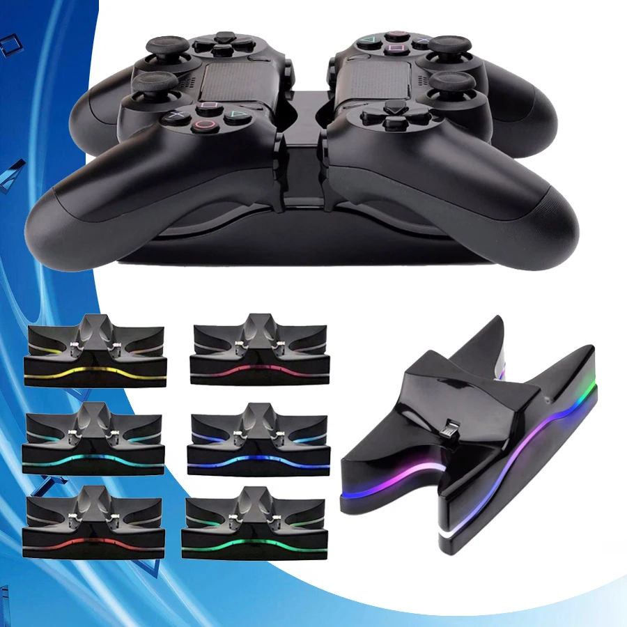 PS 4/Slim/Pro контроллер зарядное устройство цветной светодиодный джойстик Быстрая
