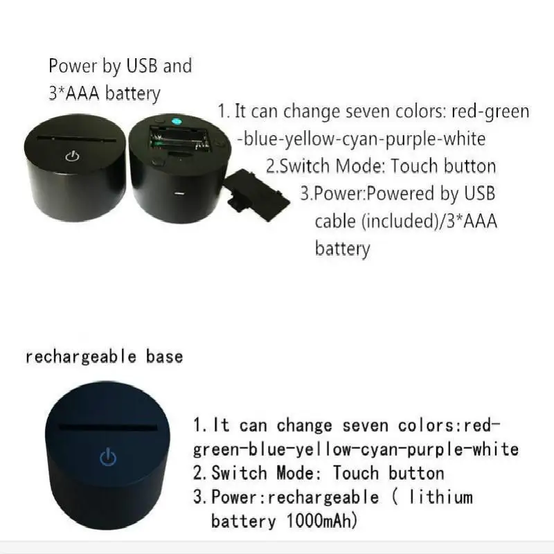 Гимнастический красочный 3D свет сенсорный пульт ночник Luminaria De Mesa Powerbank