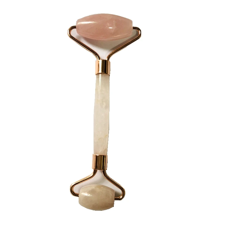 100% натуральный розовый кварцевый кристалл ролик для лица с двойным камнем