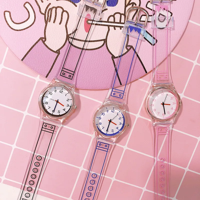 20191 шт женские прозрачные силиконовые наручные часы желе комический стиль