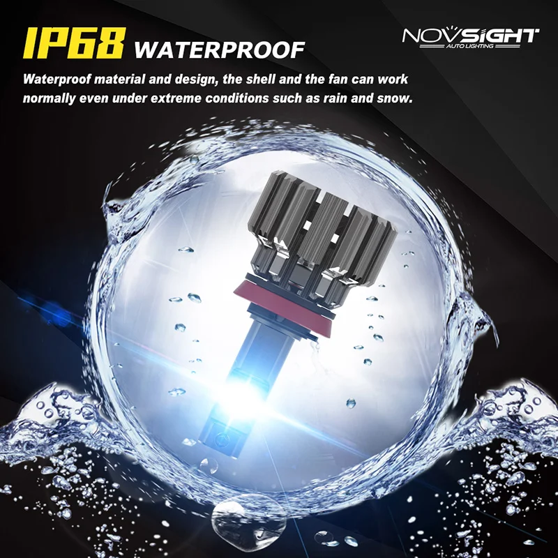 NOVSIGHT H7 светодиодный Автомобильная передняя фара H11 9005 HB3 9006 HB4 светильник лампы для авто 7200LM 90 Вт 6000 К Белый Свет 12V 24V налобный фонарь 2 шт