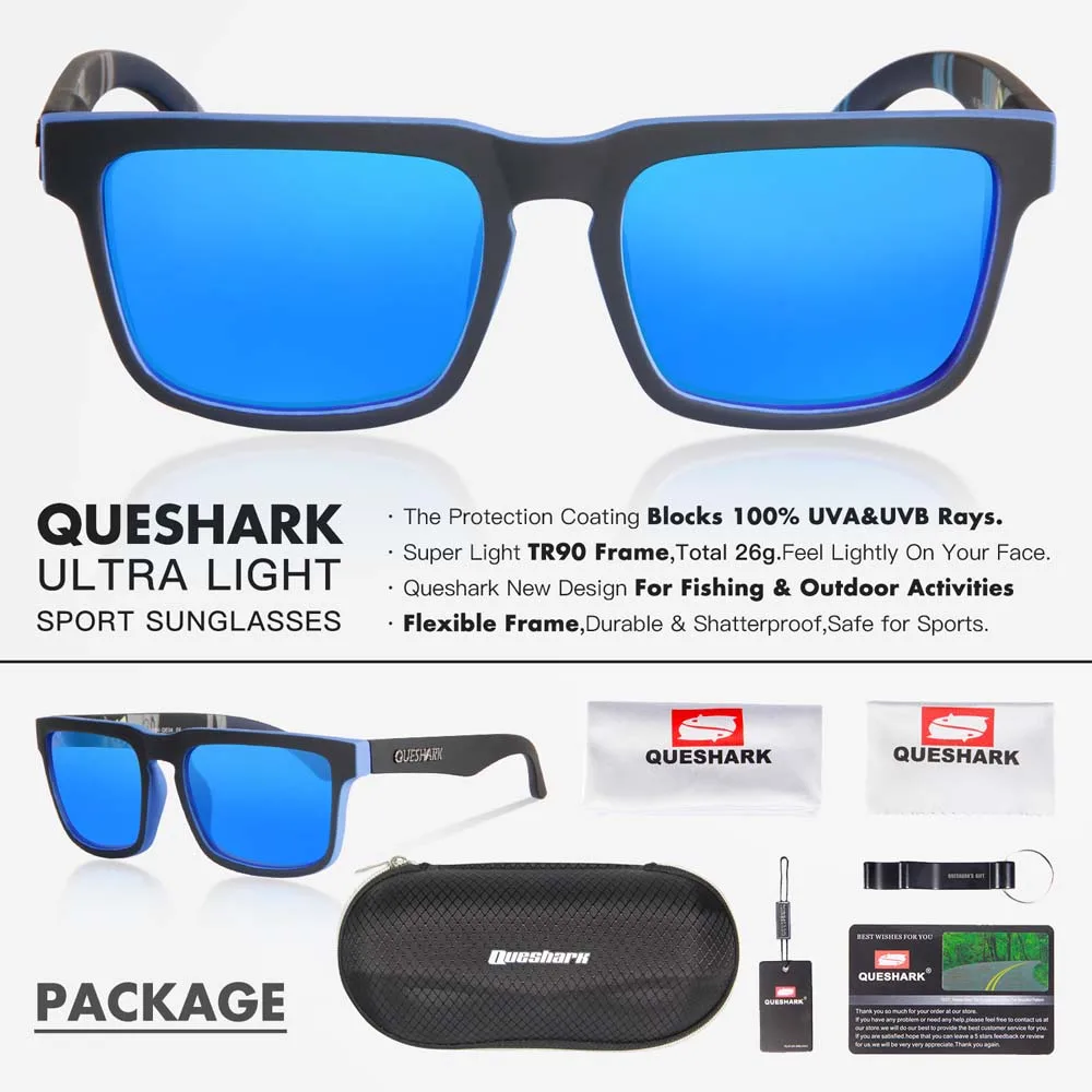 QUESHARK мужские поляризованные очки для рыбалки сверхлегкие Tr90 рама спортивные рыбацкие рыболовные очки с УФ-защитой очки для рыбалки - Цвет: 06
