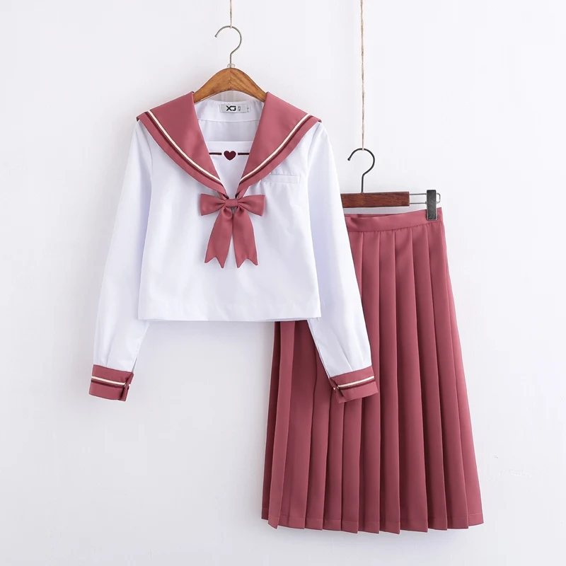 Orthodox Japanese JK Uniforms Spring Autumn Long Sleeved Girls Preppy College School Student Sailor Suit Set |