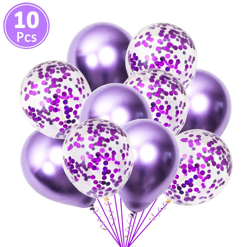 Purple 10 шт смешанный воздушный шар "Конфетти" украшения для дня рождения для детей и взрослых пол раскрывает Babyshower Свадебные выпускные принадлежности - Цвет: Purple