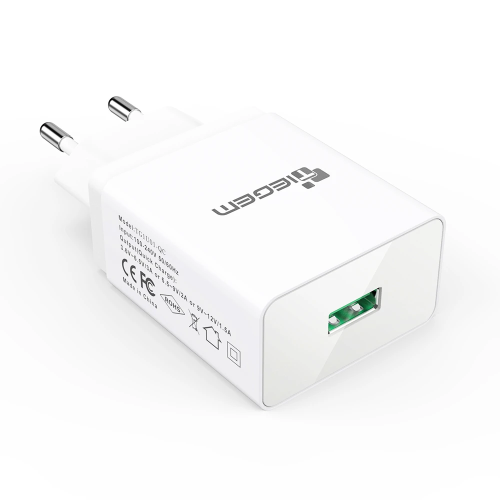 TIEGEM 18 Вт Быстрая зарядка 3,0 Универсальное USB настенное зарядное устройство адаптер Путешествия ЕС США Разъем зарядное устройство для мобильного телефона для iphone 7 samsung