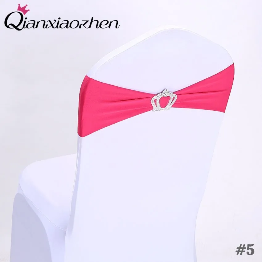 

Qianxiaozhen 10pcs Polyester Crown Chair Sashes Bow Cover Chair Sashes Tulle Wedding Decoration Mariage Party Decoration