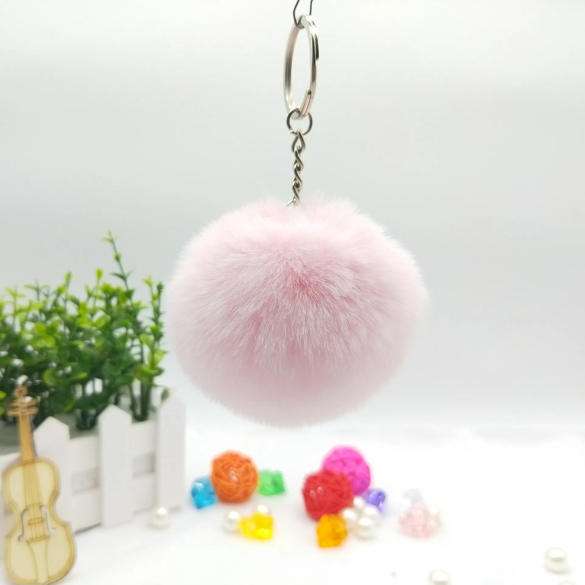 109Pink Брелок с помпоном, модный брелок в форме Совы в форме животного, прекрасный брелок с помпоном из кроличьего меха, автомобильный брелок для ключей, Женский держатель для ключей, сумка, подвеска, ювелирное изделие - Цвет: 109Pink