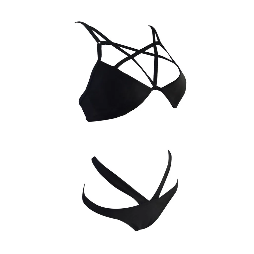 Женский купальник-бикини SAGACE однотонный купальник на бретельках с вырезами и