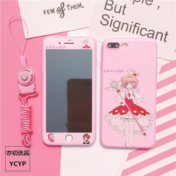 Чехол для iphone XR Cardcaptor Sakura+ пленка для экрана из закаленного стекла для iphone X XS Max 7 8 plus 6 S plus Sailor Moon+ ремешок
