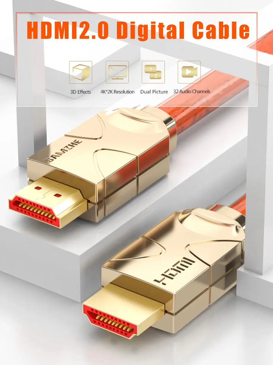 SAMZHE 4K HDMI к HDMI 2,0 кабель HDMI К AV кабельный разъем для ноутбука ТВ коробка Xbox кабель для подключения проектора к большому экрану Displayer