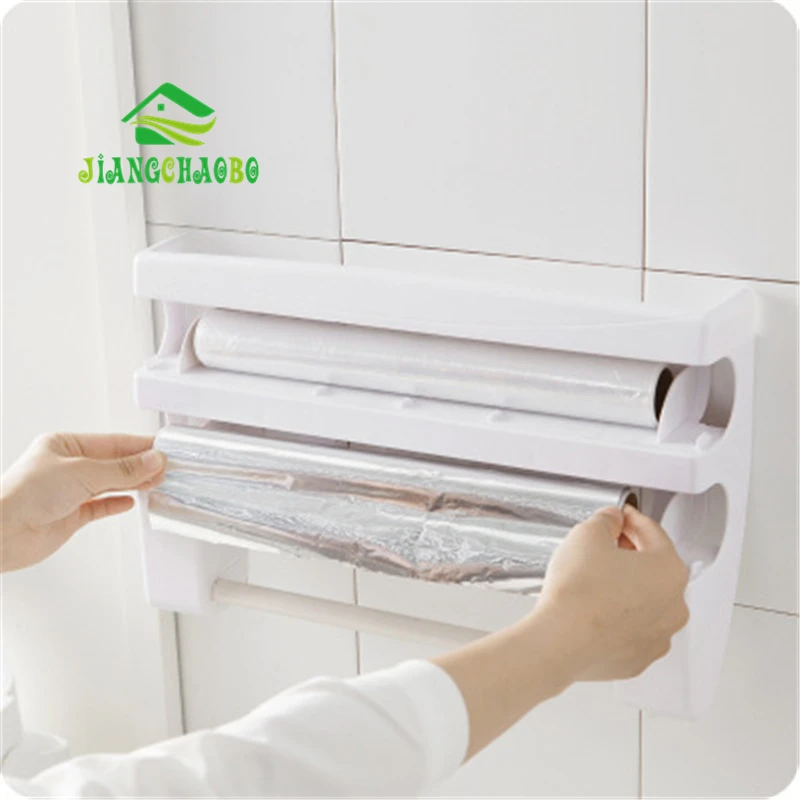 JiangChaoBo кухонный Многофункциональный ленточный резак пластиковый стеллаж для хранения обертывания полка для обертывания пленка резак