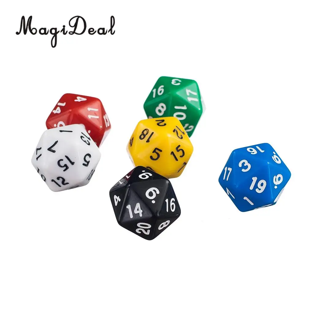 MagiDeal Новинка 6 шт. D20 игровые игральные кости двадцать сторонний Die ролевая игра D &