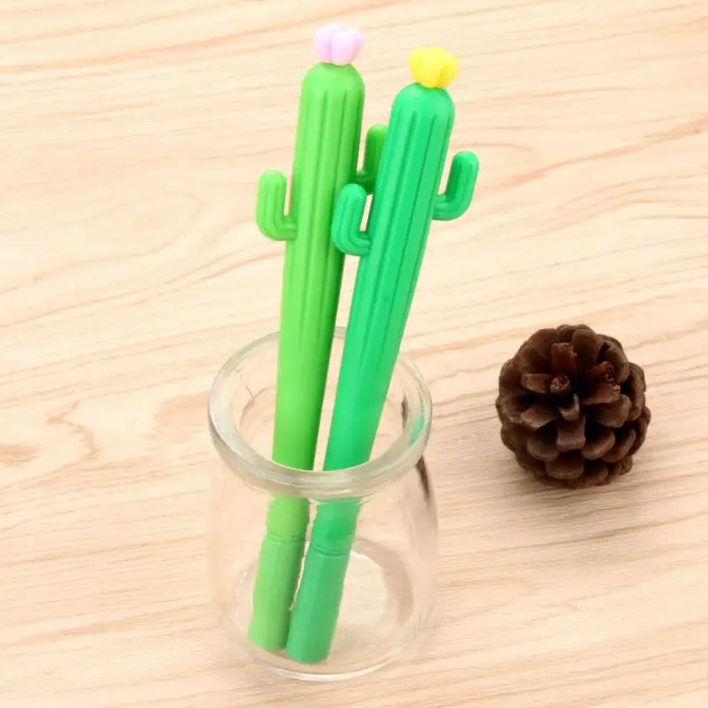 4 pcs/lot Cute Creative Cactus Gel Pens Stationery Office School Supplies Gift Pen 0.38mm Black Ink | Канцтовары для офиса и