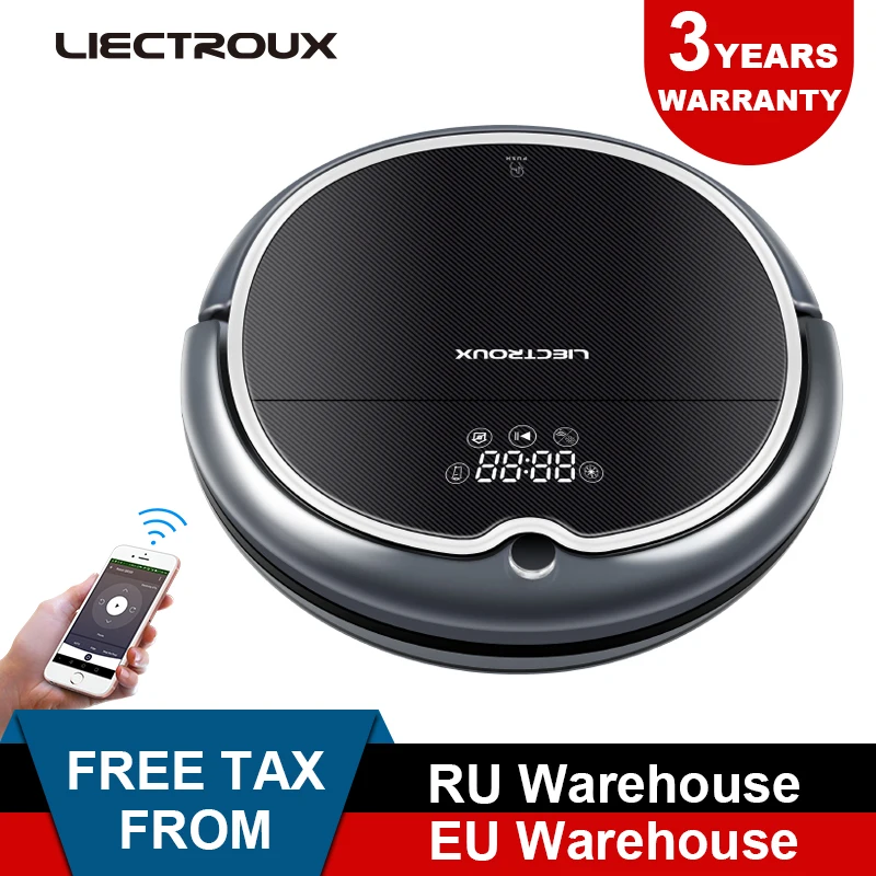 LIECTROUX Робот пылесос Q8000,Wi-Fi APP управления,гироскоп навигации,с памятью,УФ,влажная и сухая уборка,с тряпкой,Бак Для Воды,батарея литиевая,с танком для воды,фильтр HEPA,моющий,авто подзарядка для дома мощность